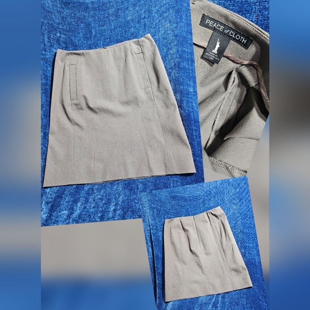 NEW Peace of Cloth Taupe Pencil Skirt Small - Picture 1 of 9